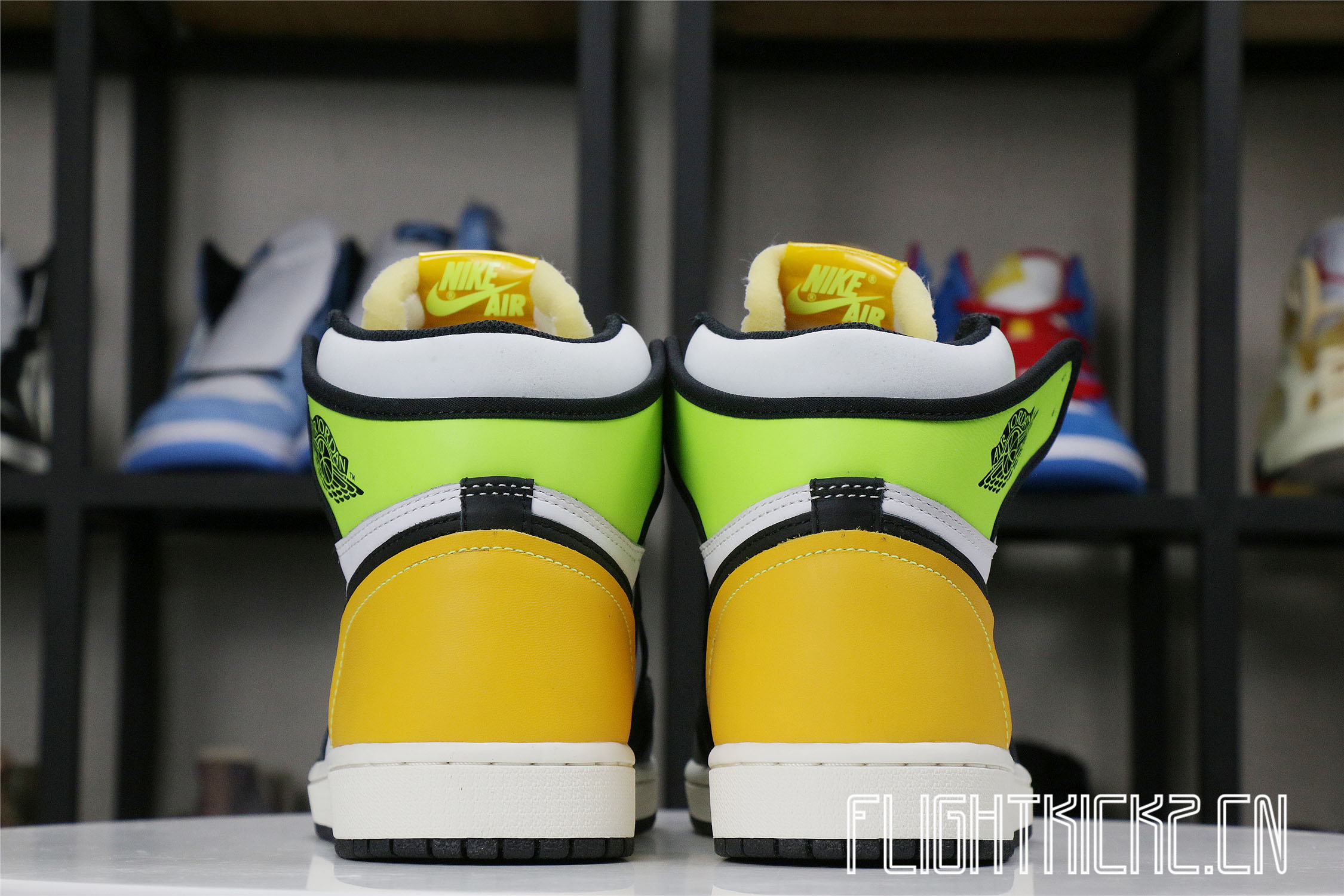 Jordan 1 Retro High White Black Volt University Gold