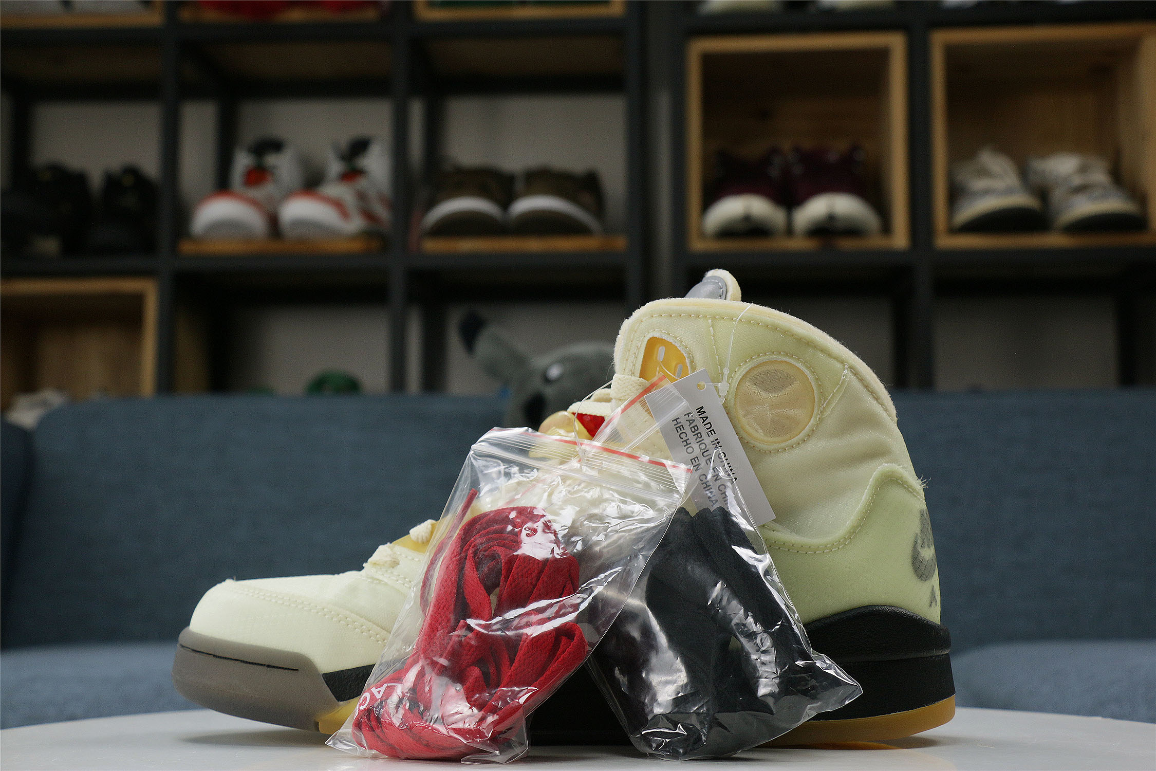 Off White x Air Jordan 5 Retro Sail/Plot twist (LN5 A1 Batch)