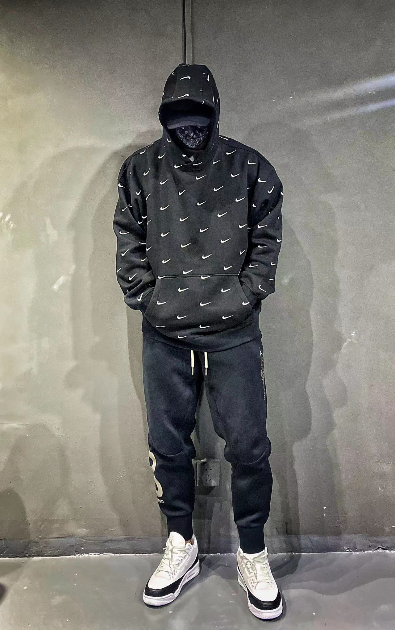 NK swoosh Nike full hook embroidery sports department hooded sweatshirt