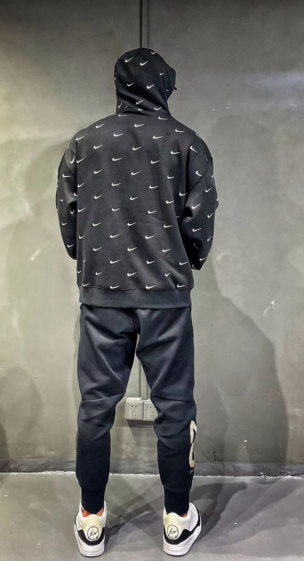 NK swoosh Nike full hook embroidery sports department hooded sweatshirt