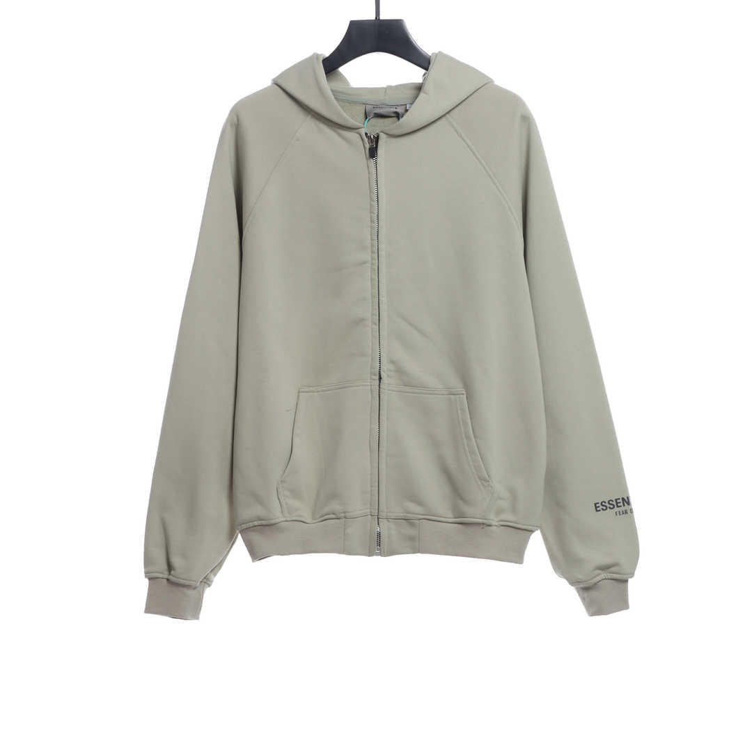 Double Line Back Silicone Lettering Zip Hoodie