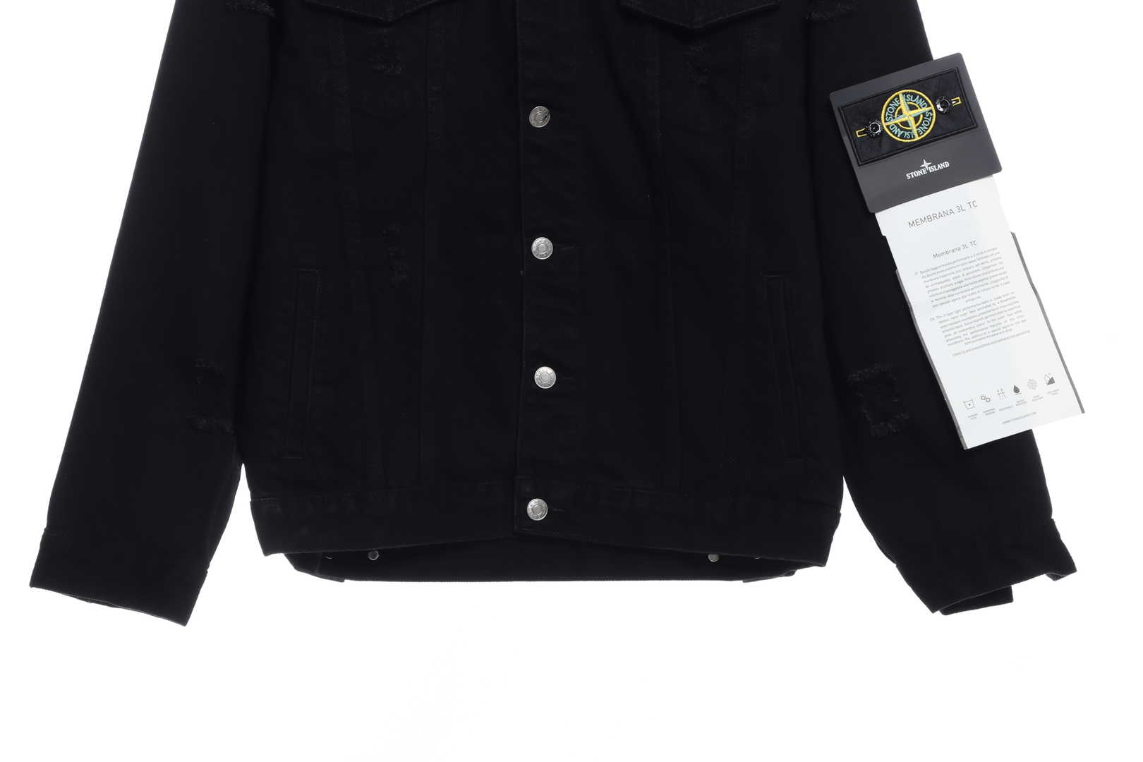 St0ne Island distressed armband denim jacket