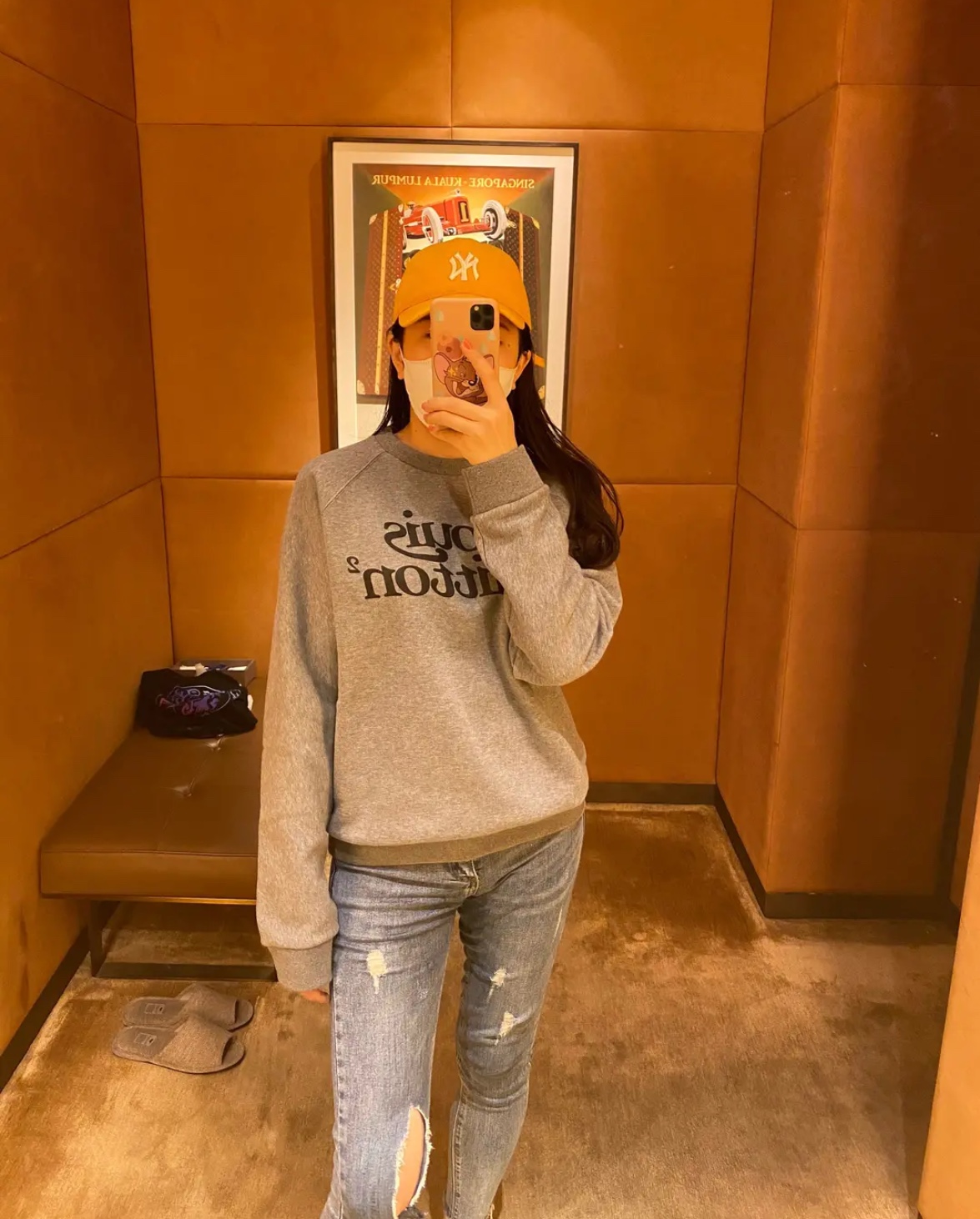 L× Nigo Edition Grey Raglan Sleeve Crew Neck Hoodie