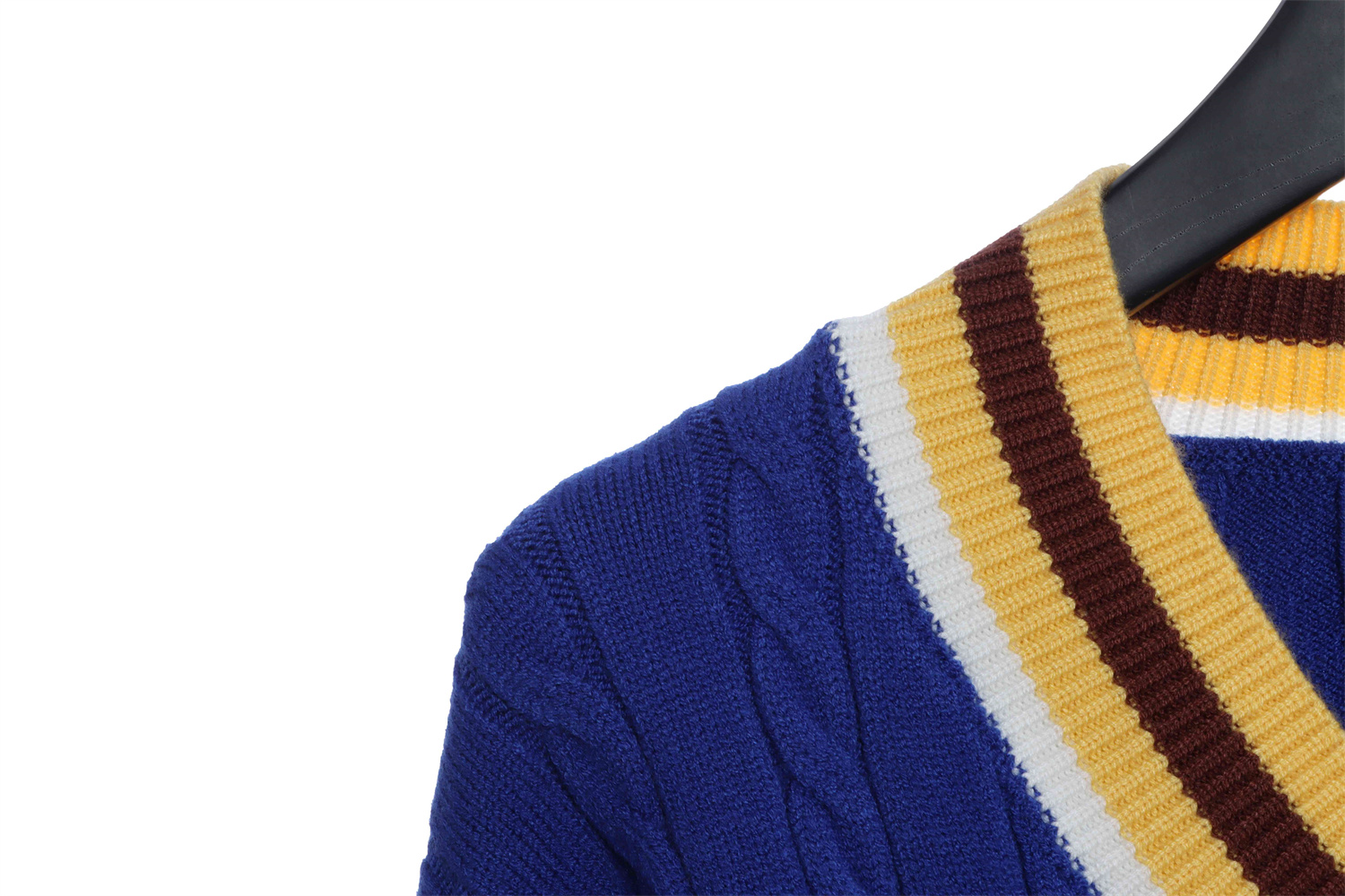 LOEVVE SS22 striped color block V-neck pullover sweater