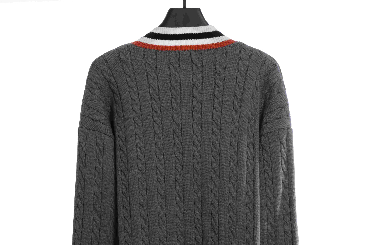 LOEVVE SS22 striped color block V-neck pullover sweater