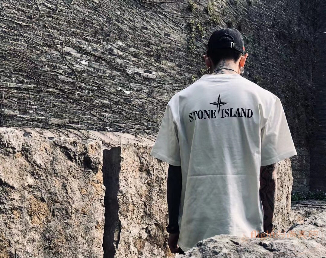 Stone island cross logo printing short sleeves