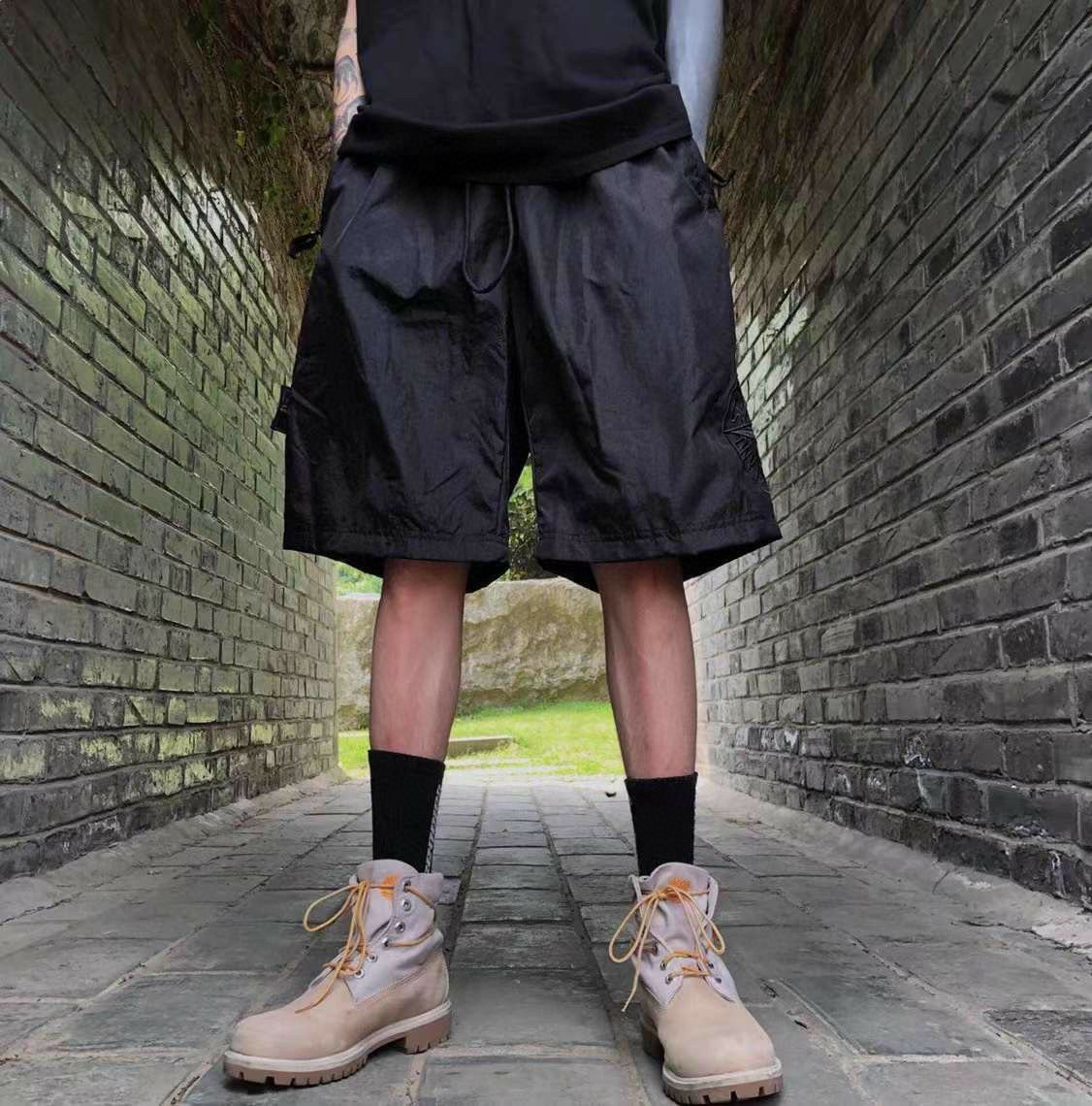 Stone Island Side compass large embroidered shorts gray