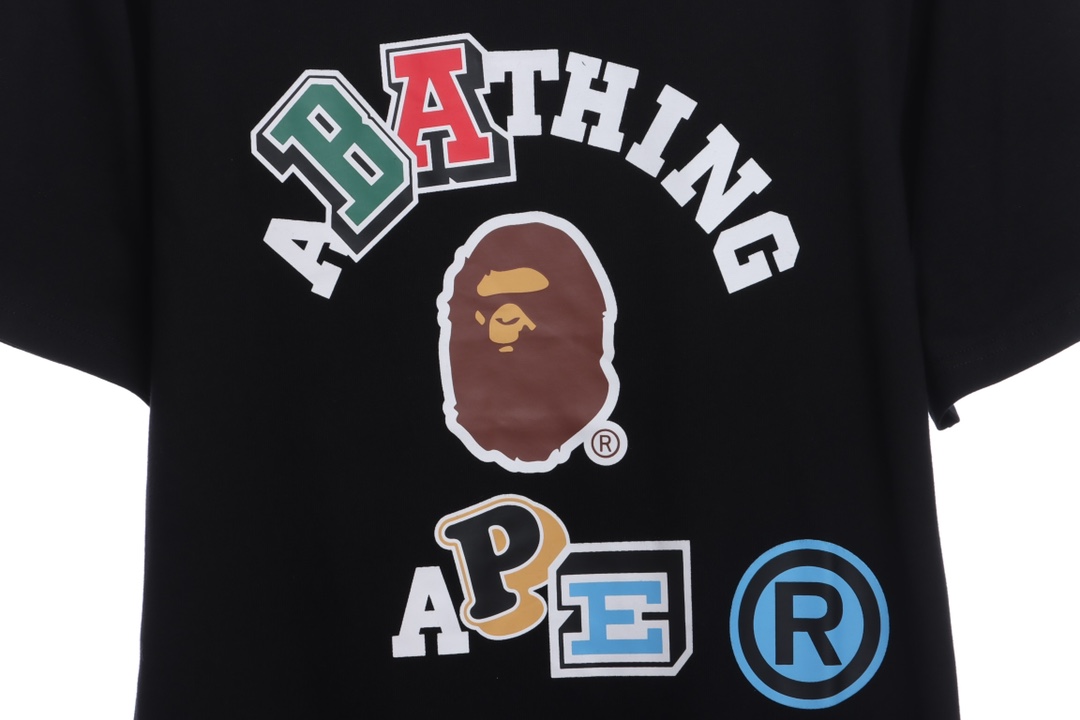 BAPE ape head logo colorful print short sleeves