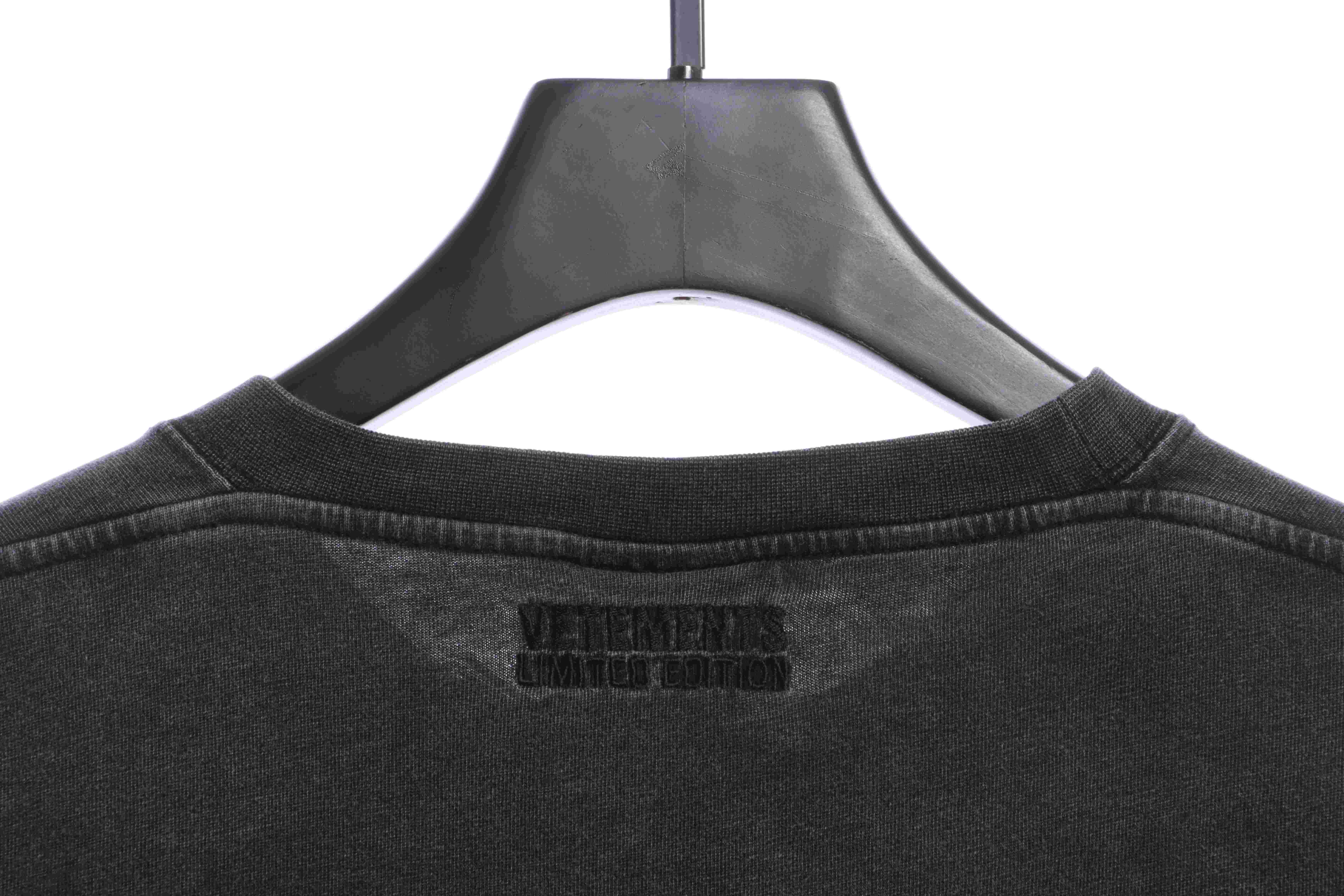 Vetements 23SS Washed Letter Embroidered Short Sleeve T-Shirt