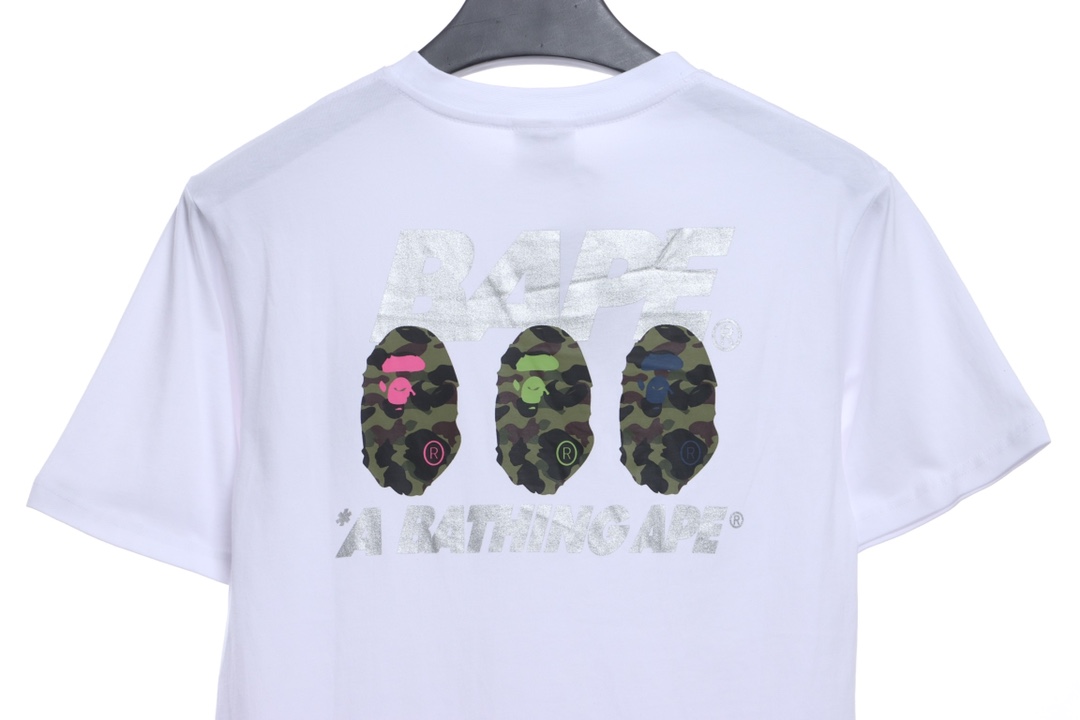 BAPE camouflage ape head reflective letter printing short sleeves
