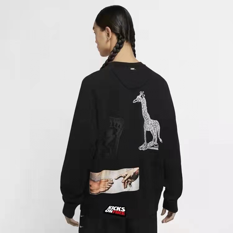 NK 3M reflective graffiti print giraffe sweater pullover