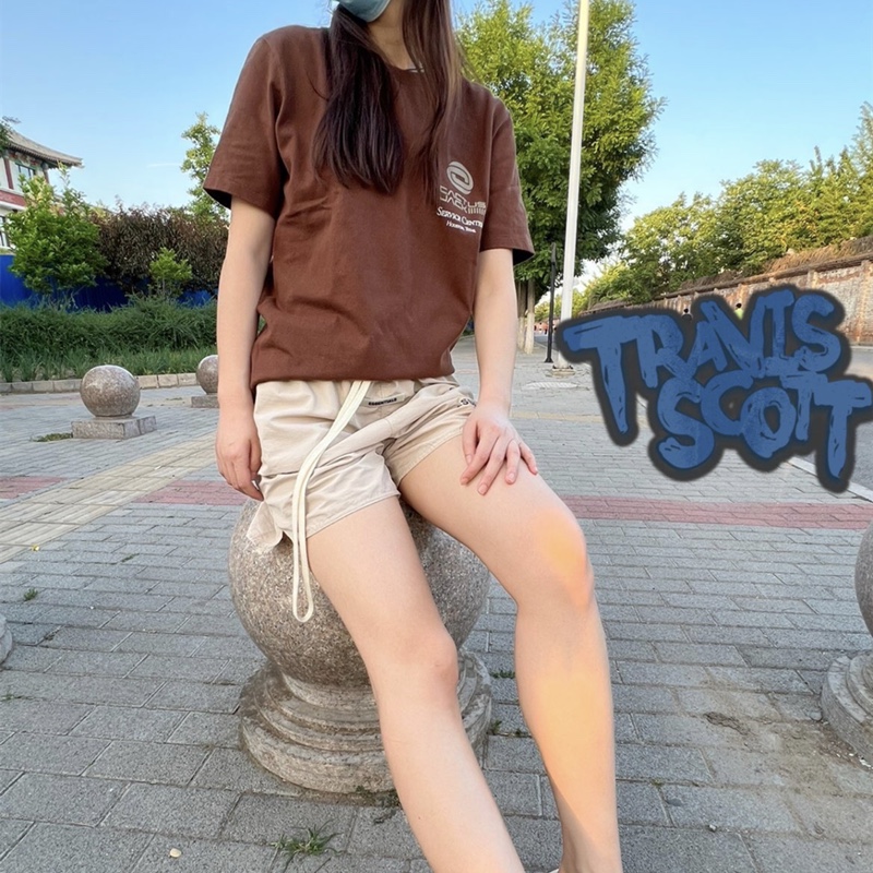 Travis Scott Solid color letter pattern printing short sleeves