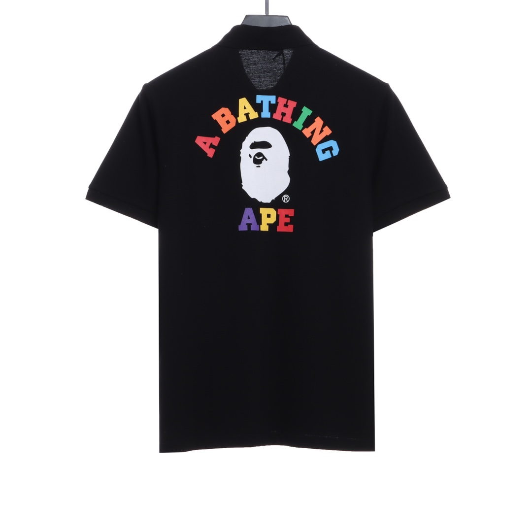BAPE back colorful letter printing POLO short sleeves