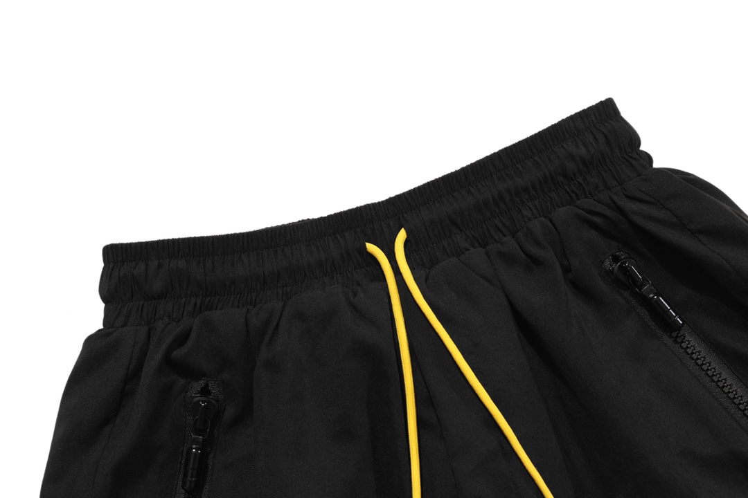 RHUDE vintage logo print two-tone drawstring shorts