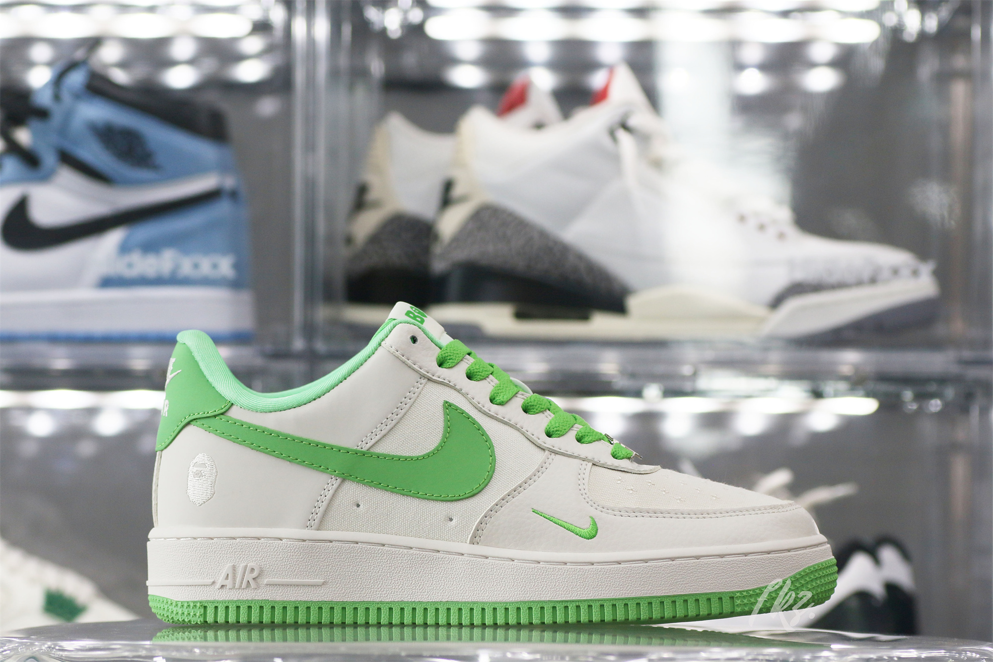 Bape X Nike Air Force 1 White Green Custom shoes