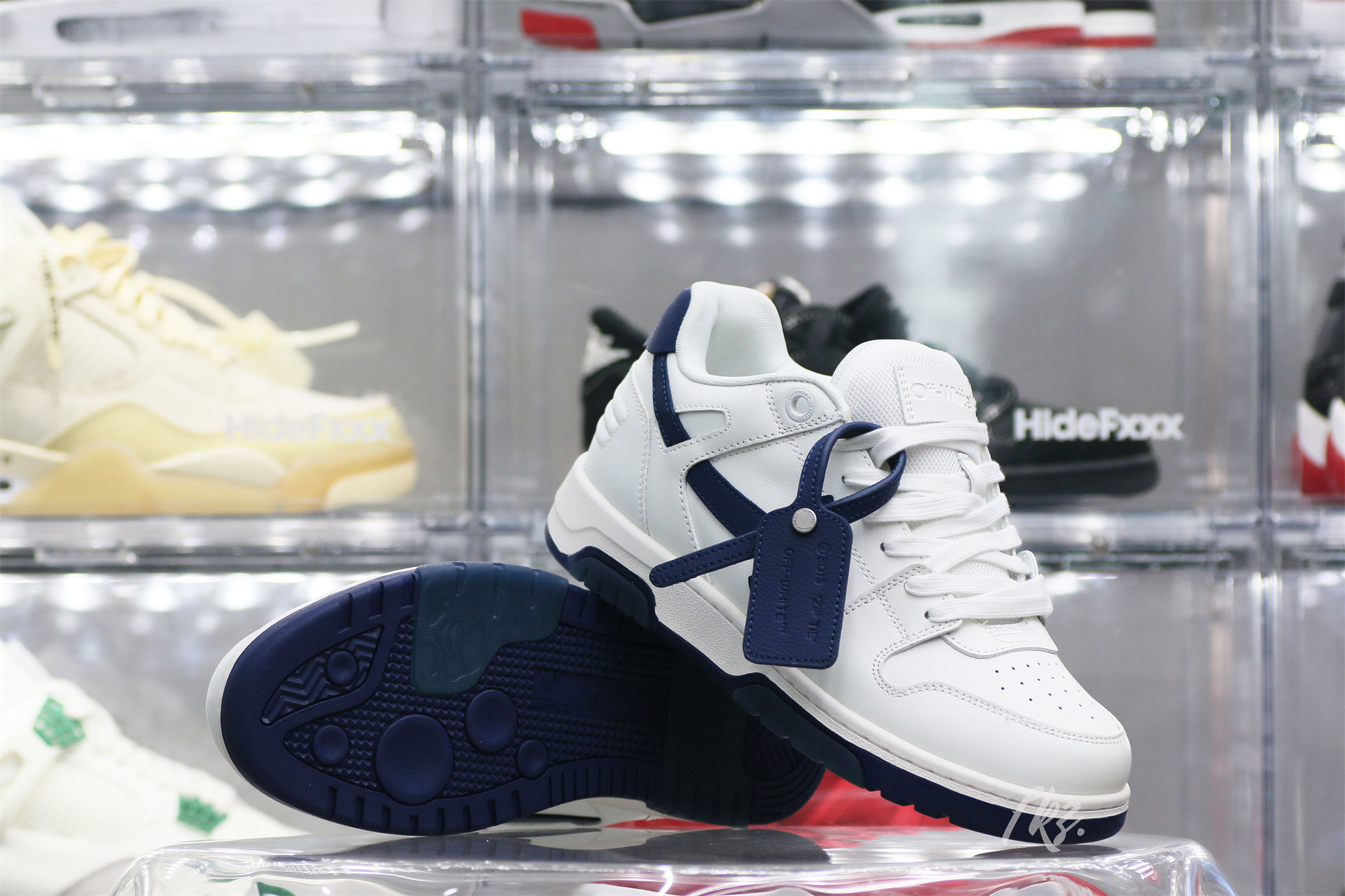 Off-White White Navy Blue Out Of Office Sneaker