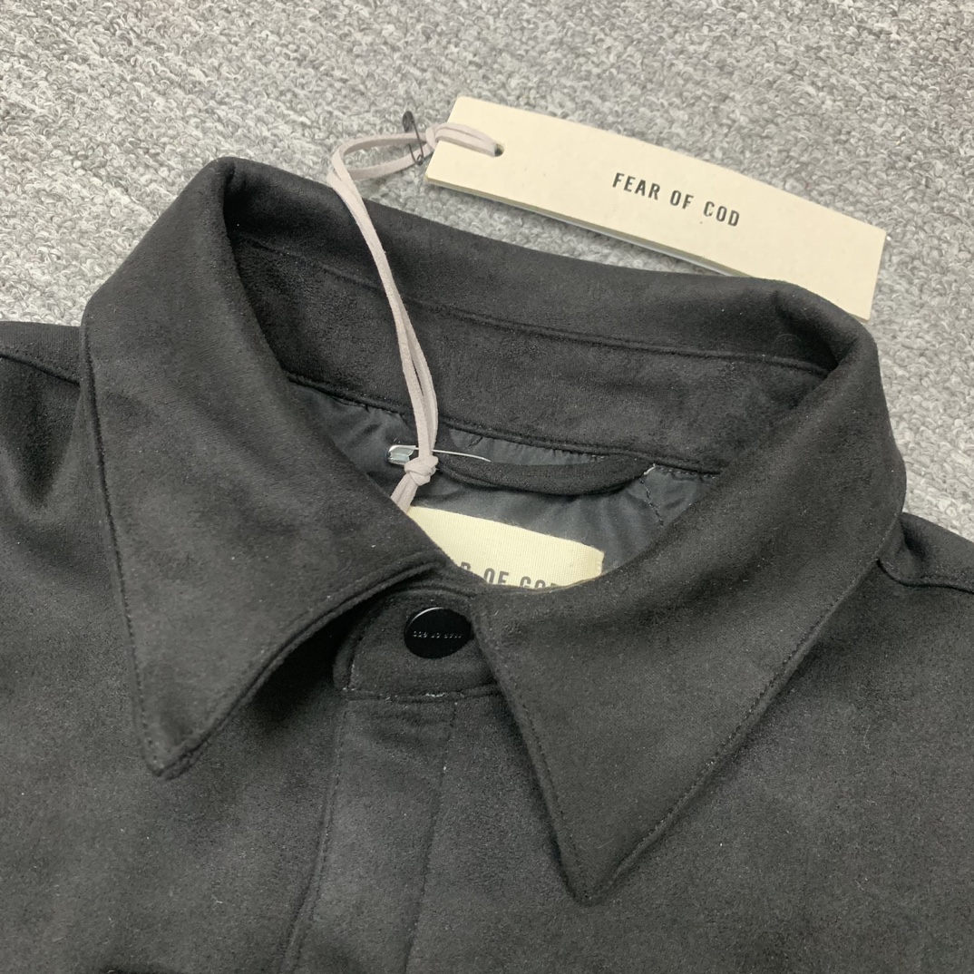 Fear of God F0G Heavyweight and Superb Black Suede Shirt Jacket