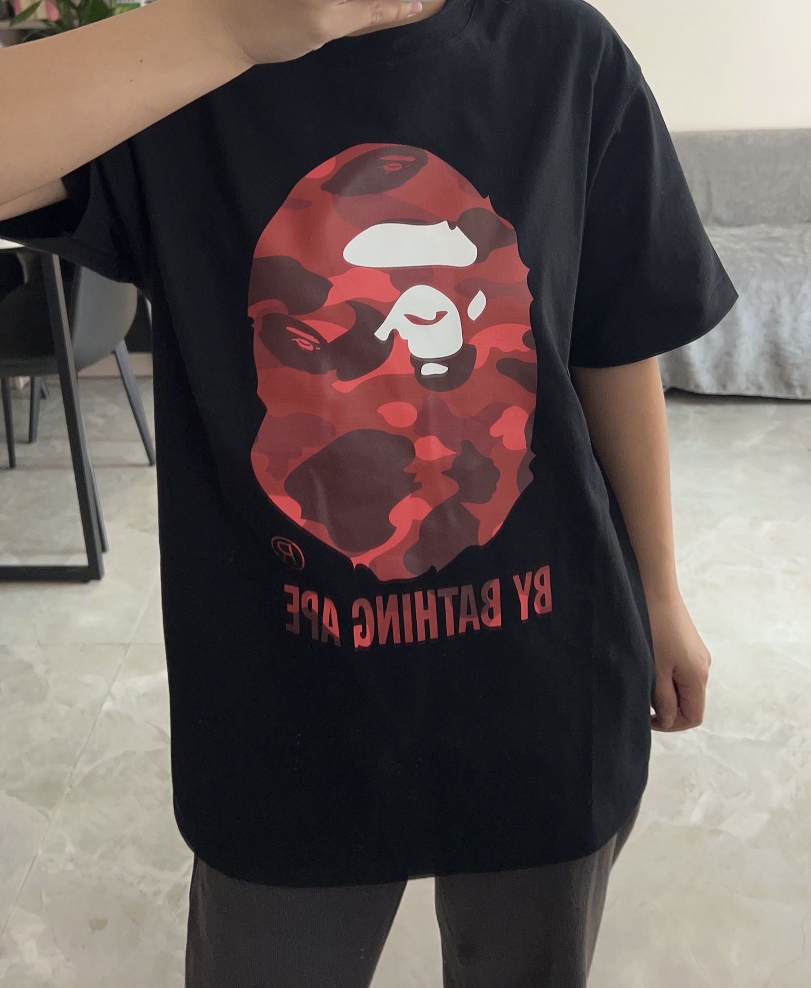 BAPE Red Color Camo By Bathing Tee