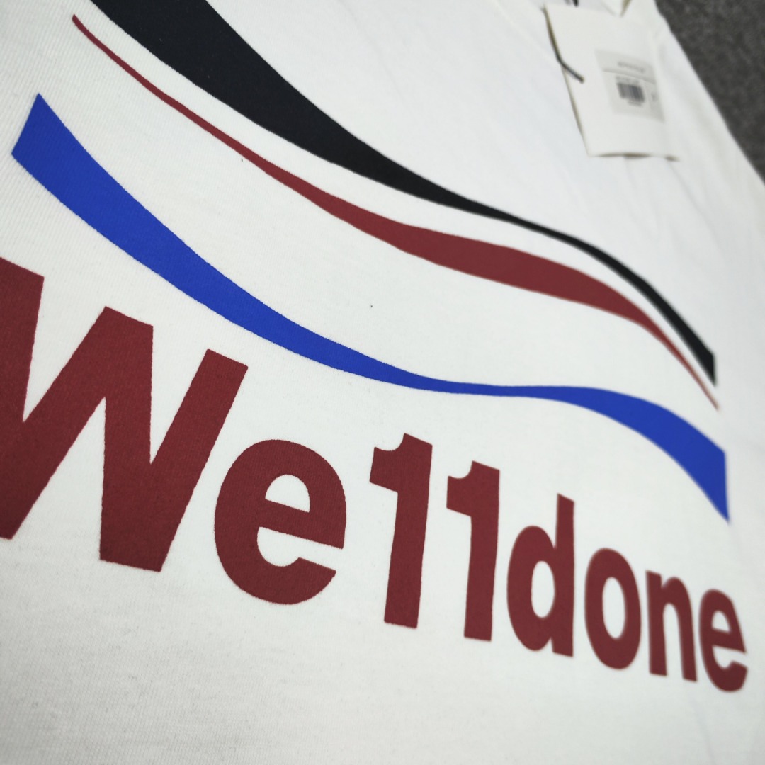 WE11D0NETRACK Sea wave with three stripes T-Shirt