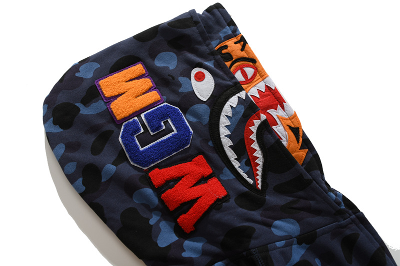 Bape Camo Tiger Shark Wide Full Zip Double Hoodie