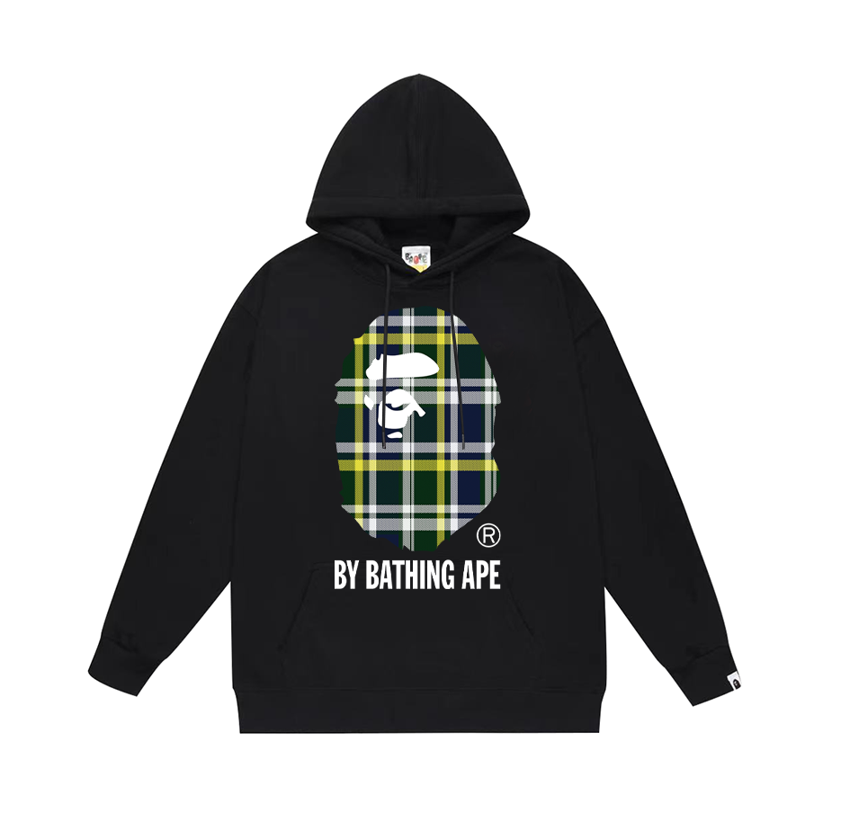 BAPE plaid Ape Head logo hoodie
