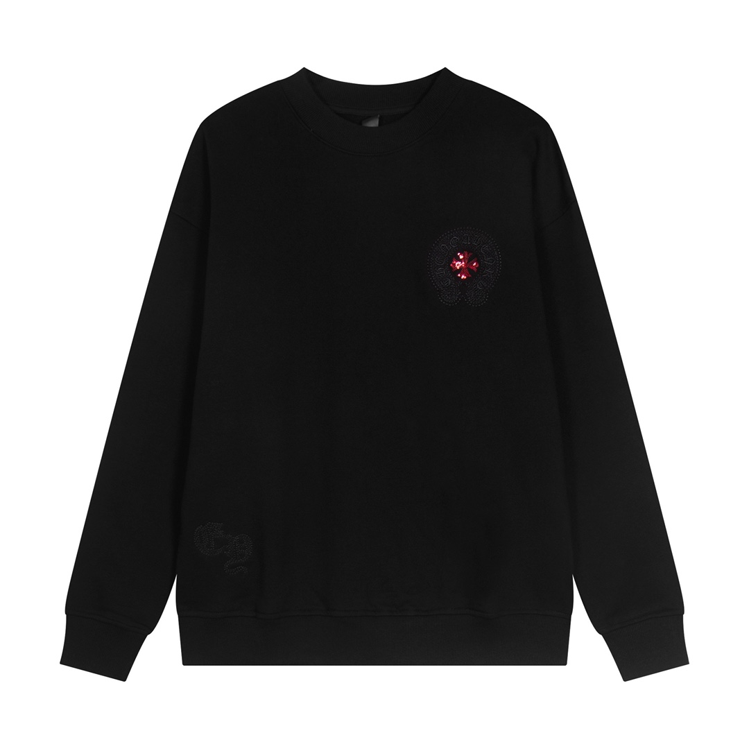 Ch*0me He**ts latest basic crewneck sweatshirt black/red