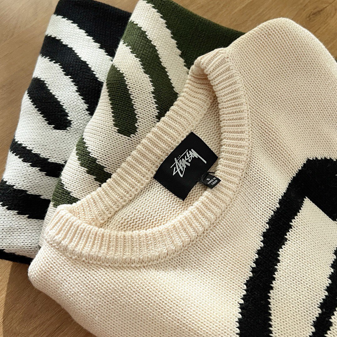 Stussy S curly mosquito coil knit sweater