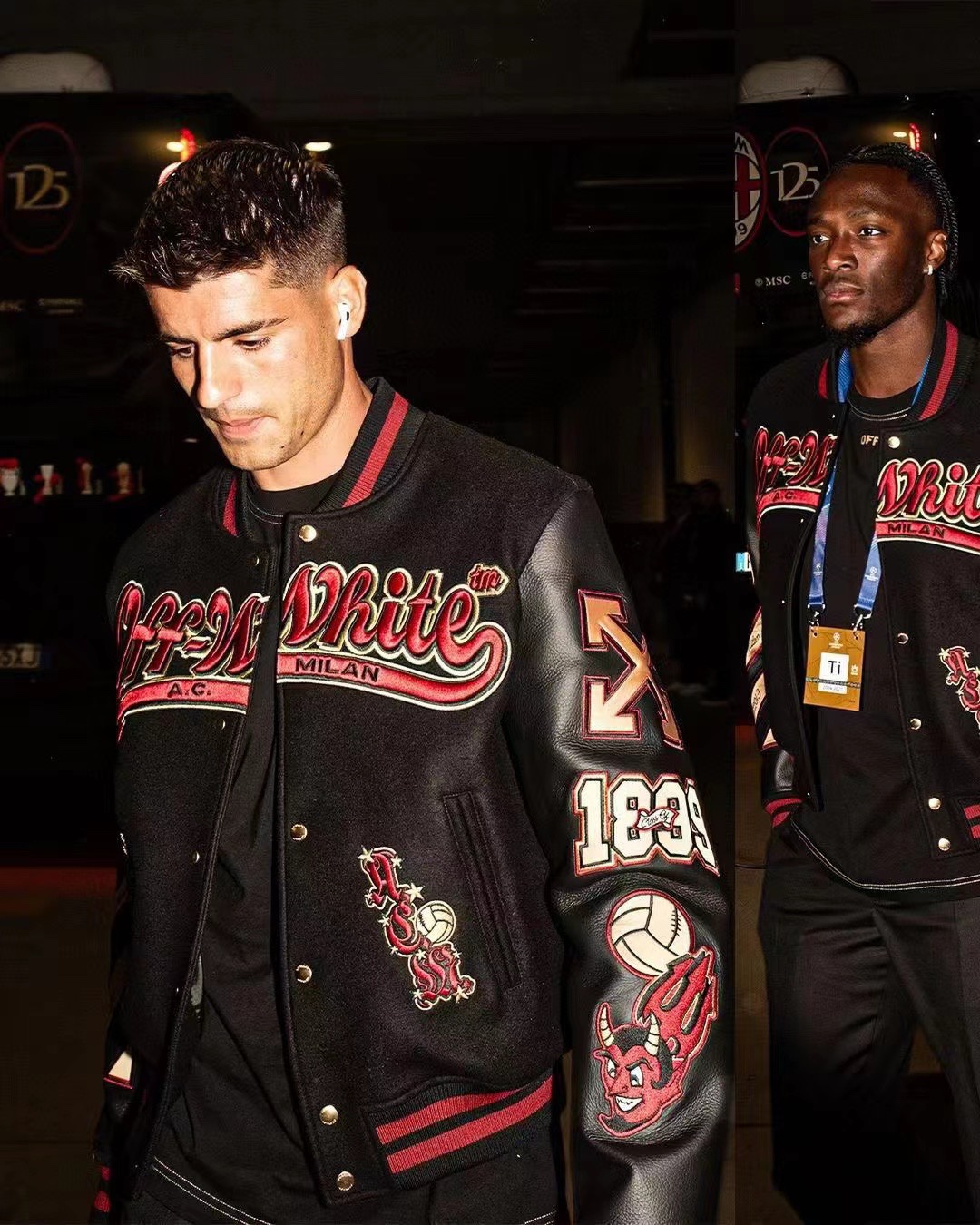 Off-White Embroidered Patchwork Leather Jacket