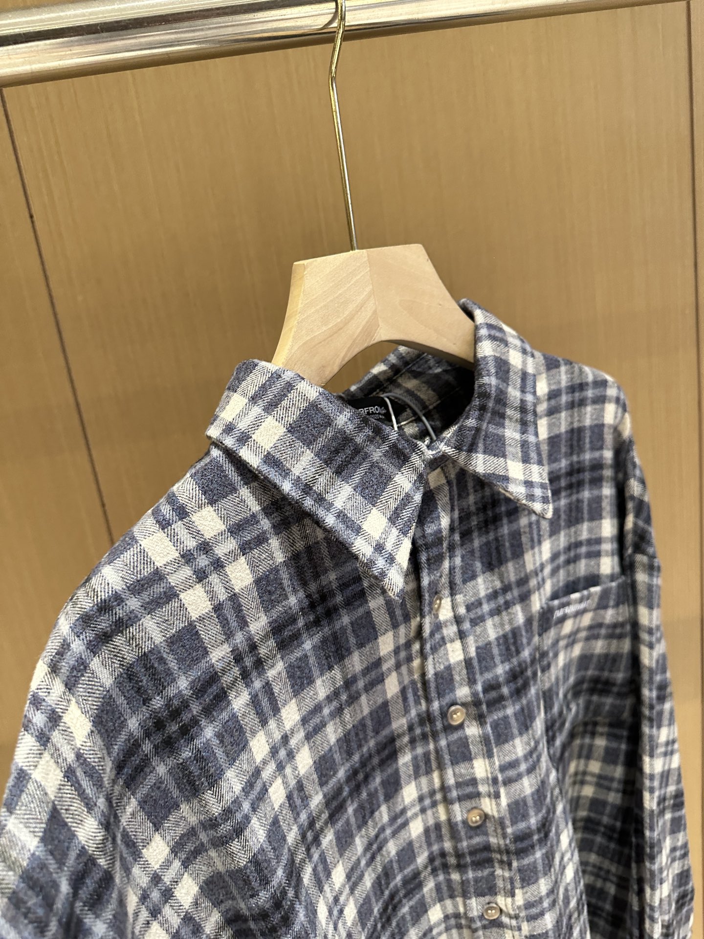 Far Archive Flannel Tassel Blue Plaid Shirt