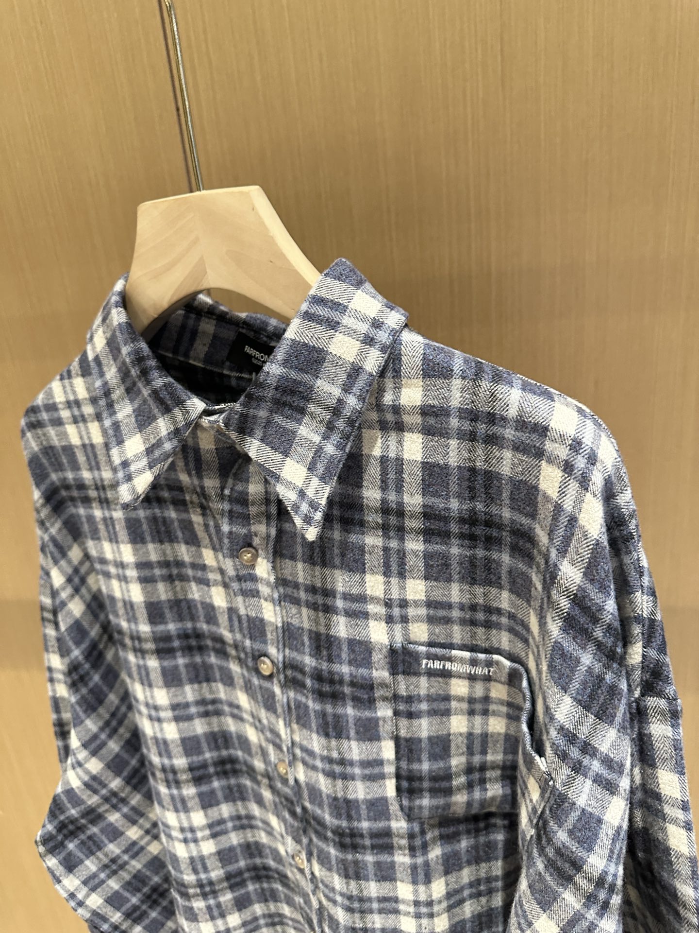 Far Archive Flannel Tassel Blue Plaid Shirt