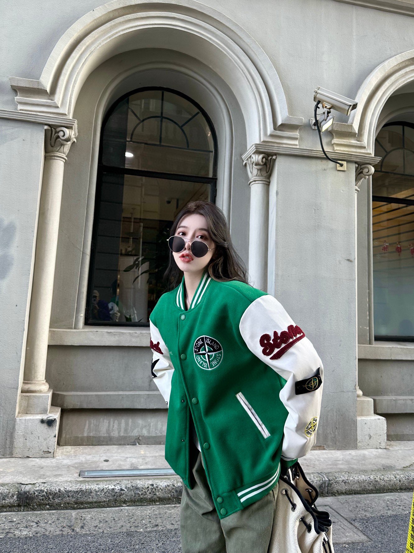 Stone 1Sland stone island splicing baseball tweed jacket