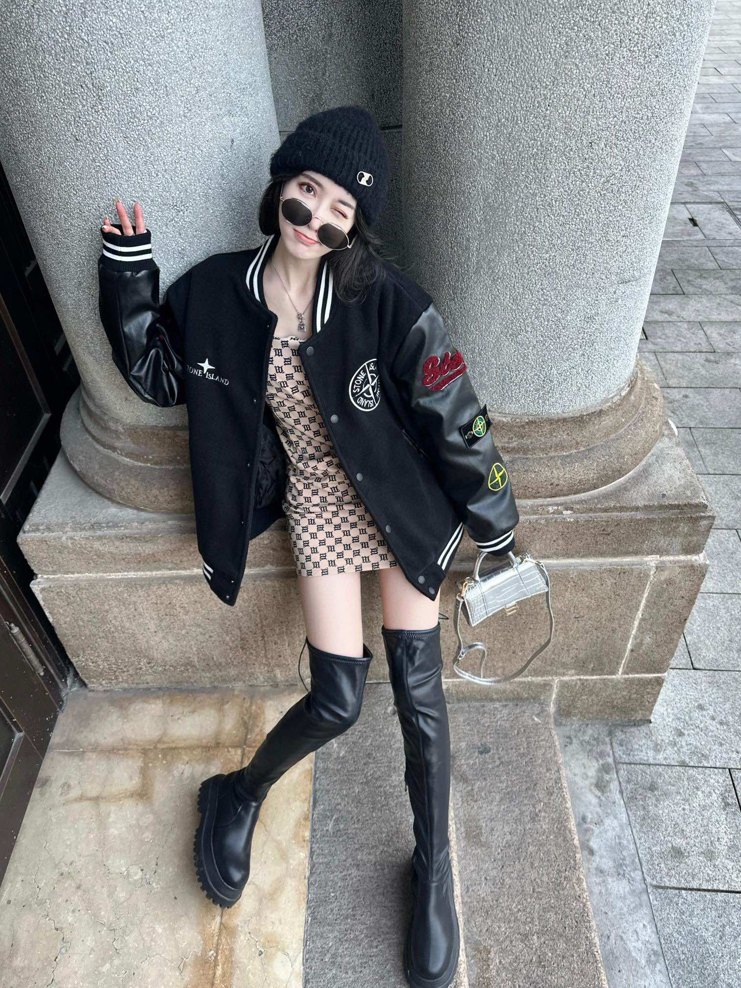 Stone 1Sland stone island splicing baseball tweed jacket