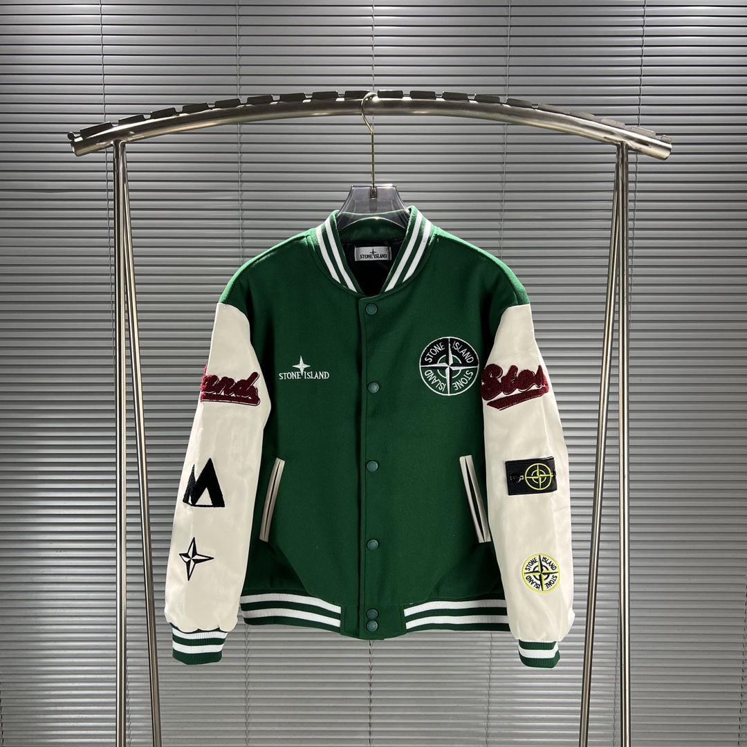 Stone 1Sland stone island splicing baseball tweed jacket