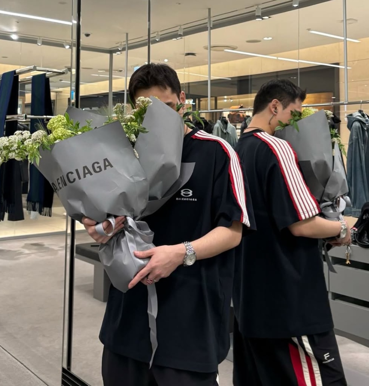 Balanciag@ Unity Sports Icon T-Shirt Oversized in faded black and white Tee